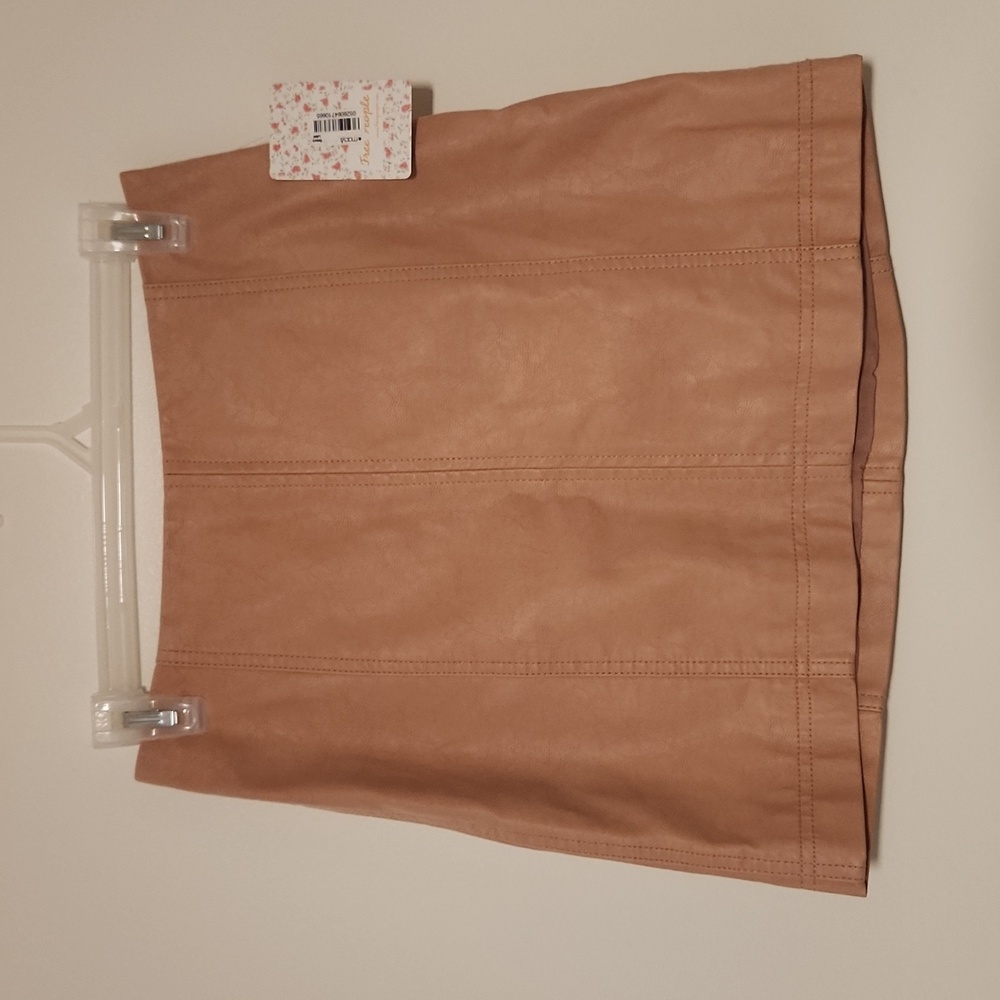 NWT Free People Kaffi Latte Faux Leather Aline Mini Skirt Size 2
